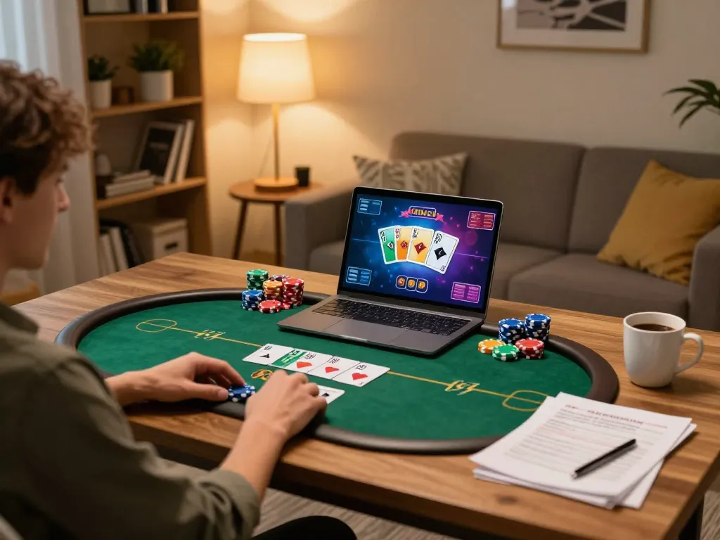 Engaged player assessing strategy at a nhà cái uy tín online poker game.