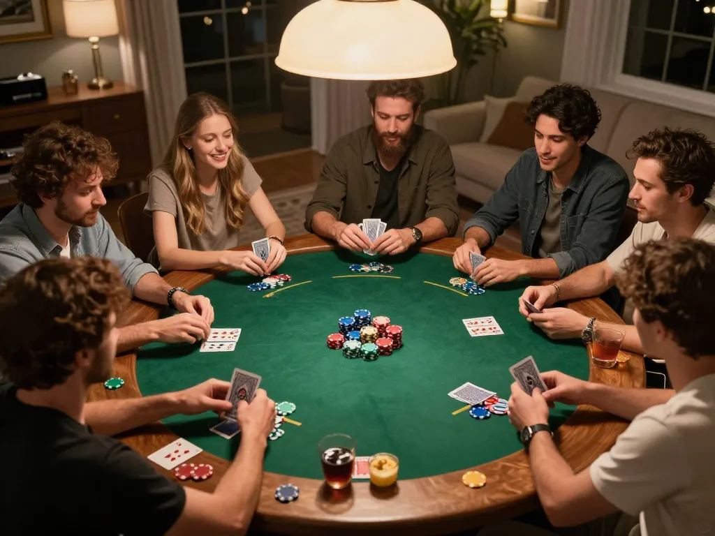 Players enjoying an exciting poker game at home representing uu88's vibrant gambling atmosphere.