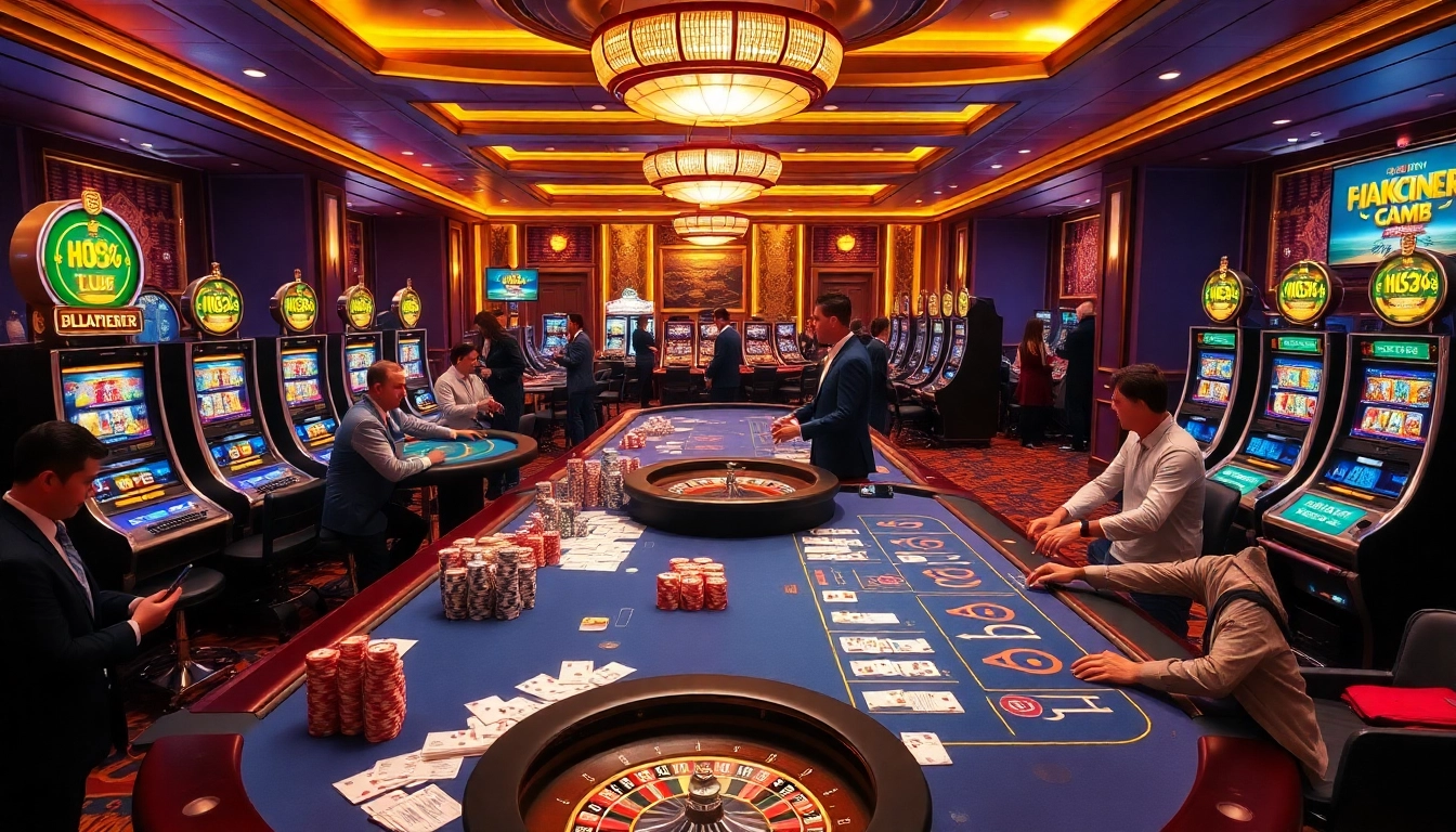 Experience the thrill of gaming at the HU88 CLUB, with vibrant tables and exciting atmosphere.