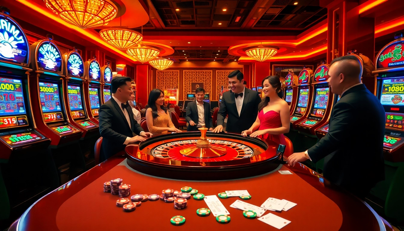 Experience the excitement at Zing88's vibrant casino with roulette and slot machines.