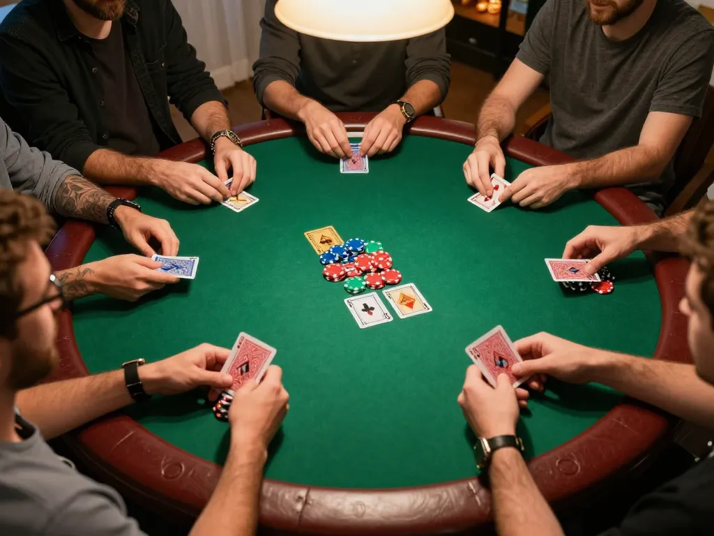 Players enjoying a strategic poker night at home with XX88, showcasing exciting gameplay.