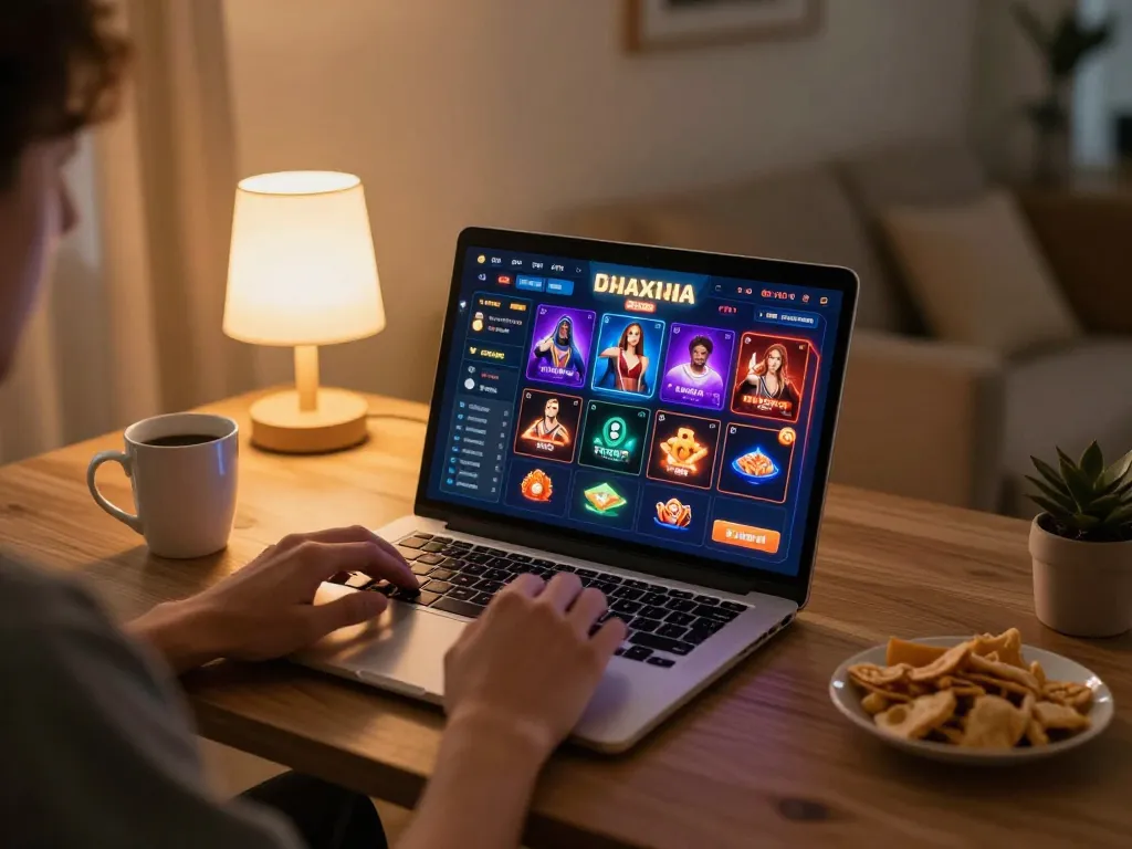 open88 online gaming setup showing intense gameplay with vibrant casino interface and cozy atmosphere