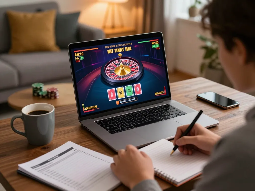 Engaging online gaming session at home with Rik88 live dealer roulette on a laptop