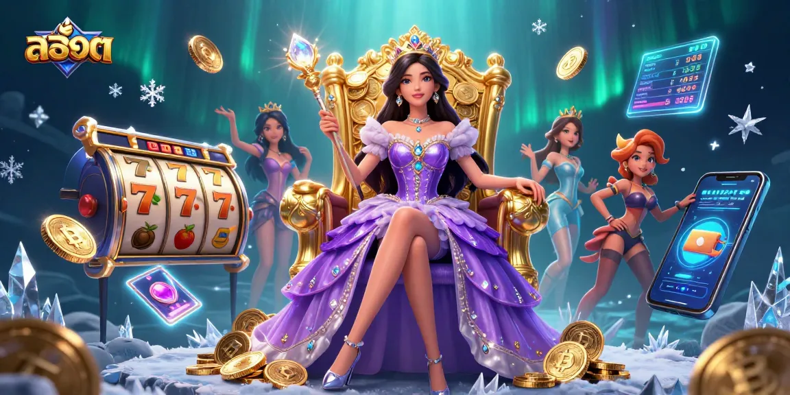 Spin the slot reels with สล็อต while enjoying the royal casino experience in an enchanting illustration.
