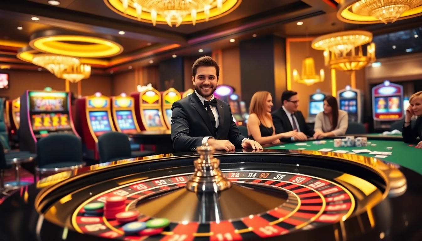 S666 casino players eagerly engaging at a roulette table, showcasing excitement and luxury.