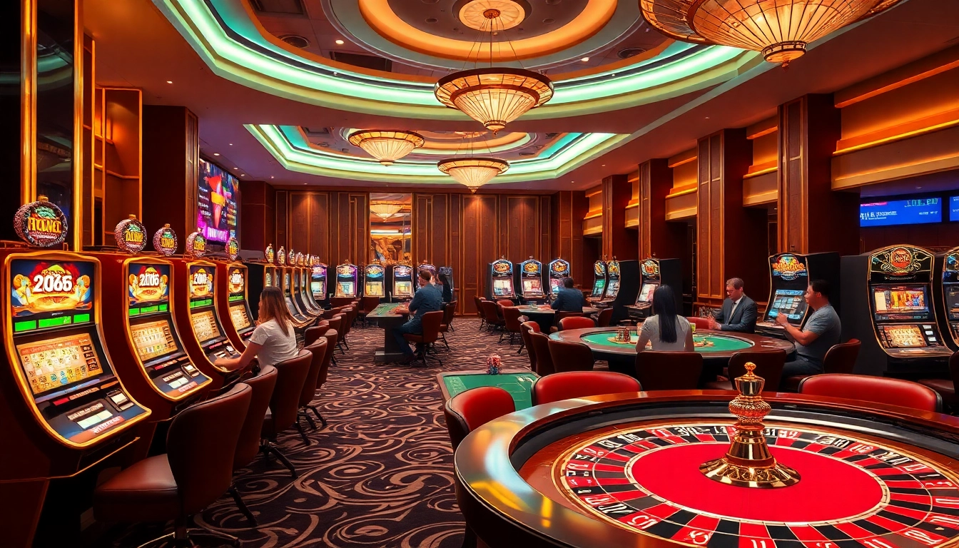Các người chơi KO66 thắng lớn tại một bàn casino sang trọng, bao quanh bởi những trò chơi sống động.