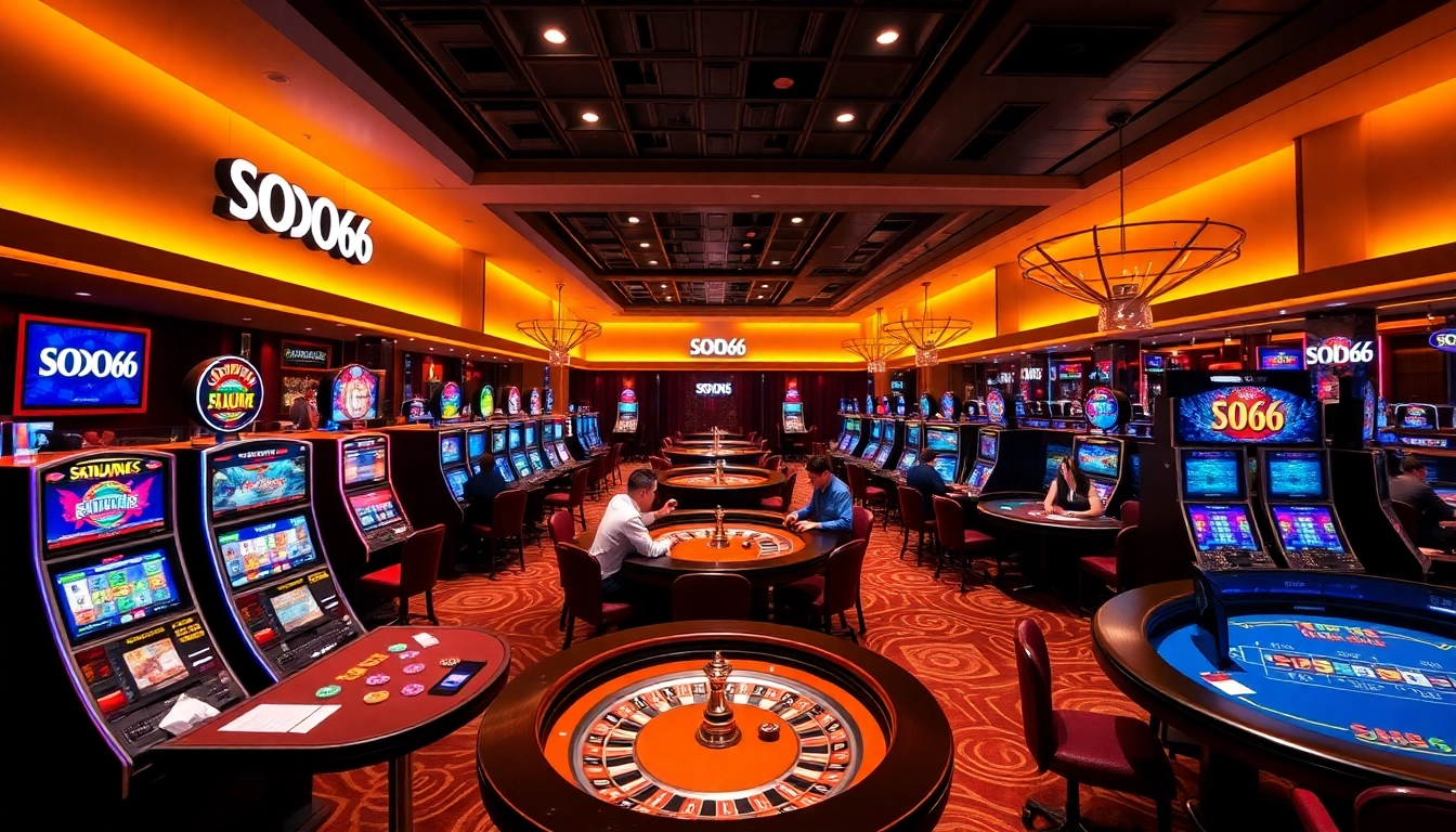 SODO66 gaming table scene inviting gamblers with vibrant colors and excitement