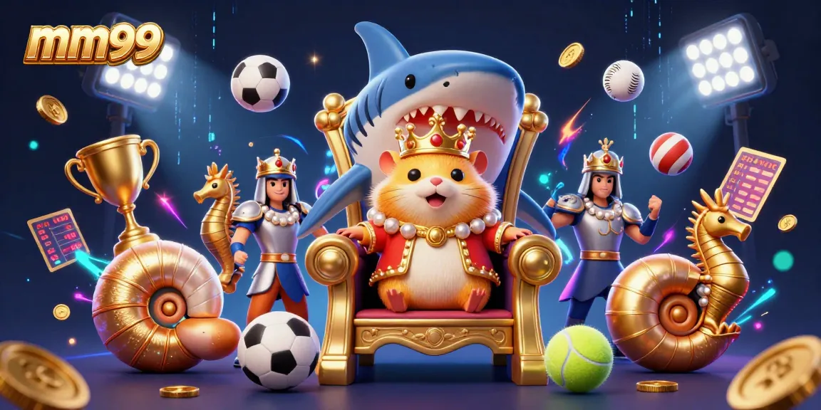 Bet on sports with mm99 while enjoying a vibrant 3D casino-themed scene featuring dynamic game elements.
