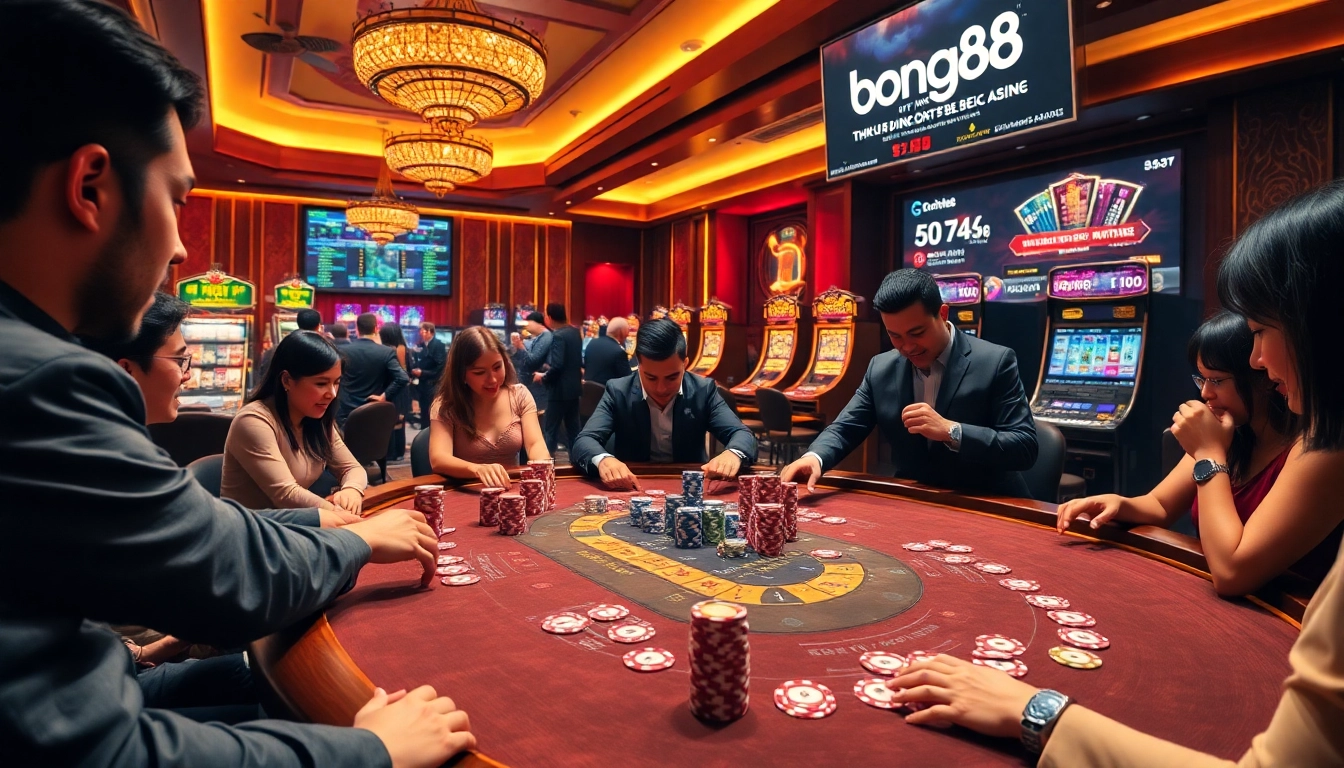 Bong88 offers players an exciting poker scene with vibrant chips and live betting interface.
