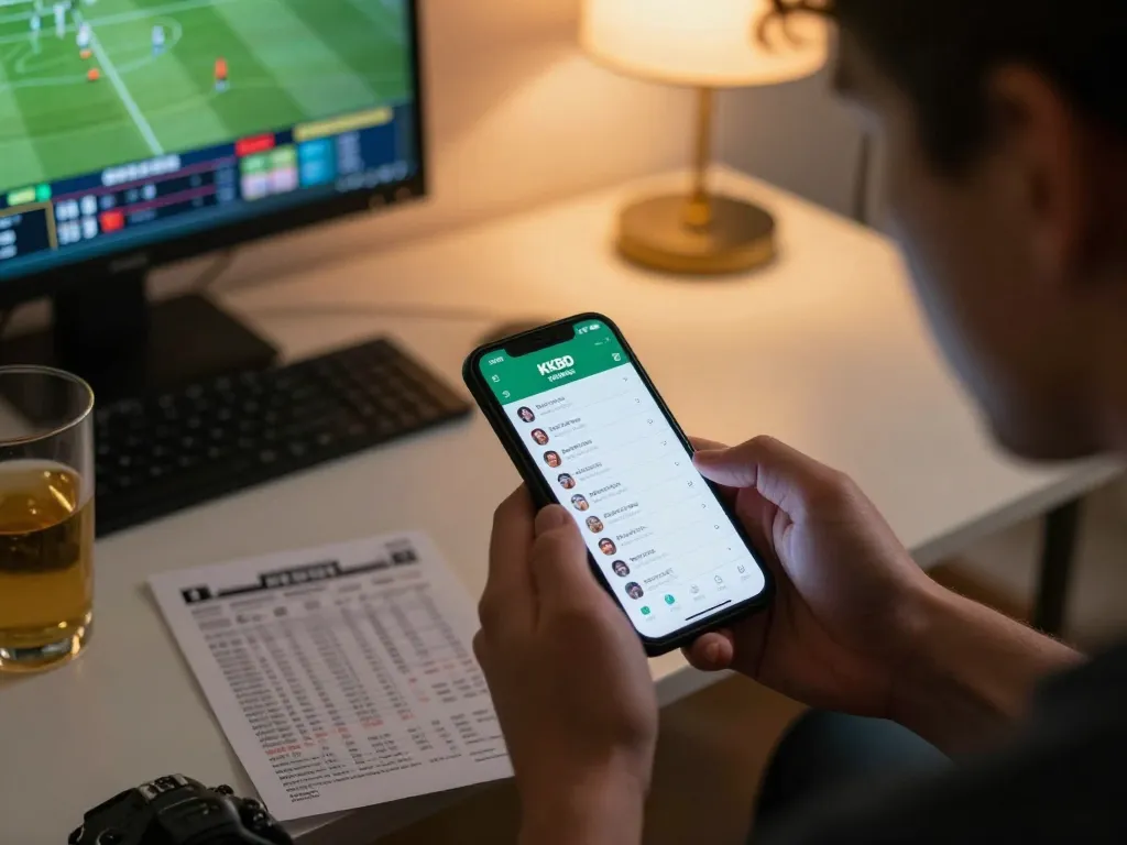 Experience thrilling sports betting with the KKBD app in a modern home setup.