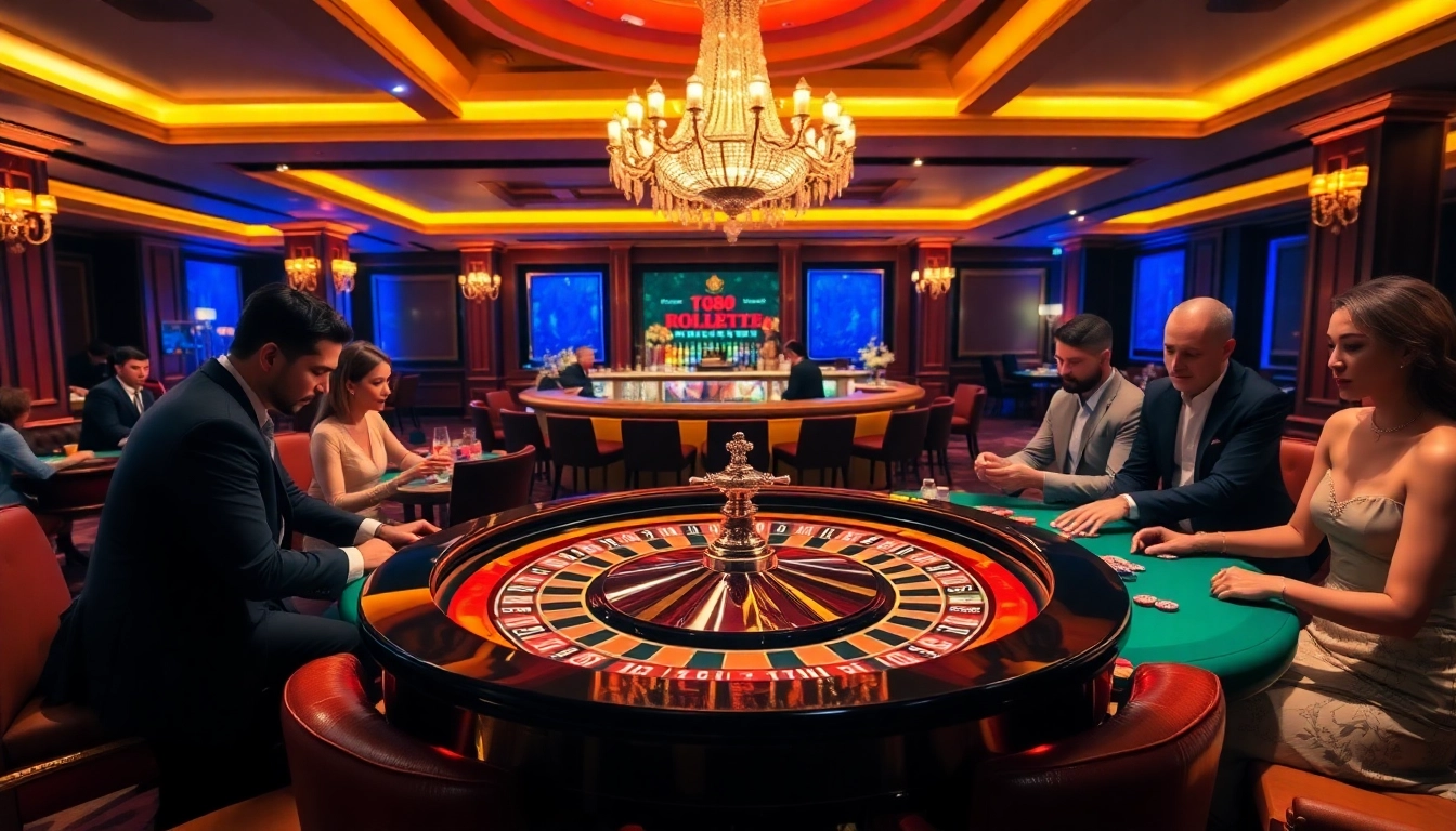 Players enjoying the TG88 roulette table in a luxurious casino setting.