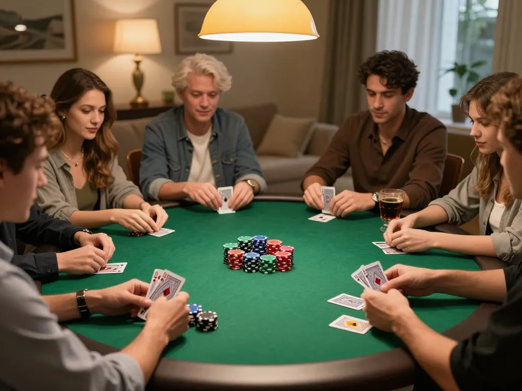 Players enjoying an exciting sc88 poker game night with vibrant chips and focused strategies.