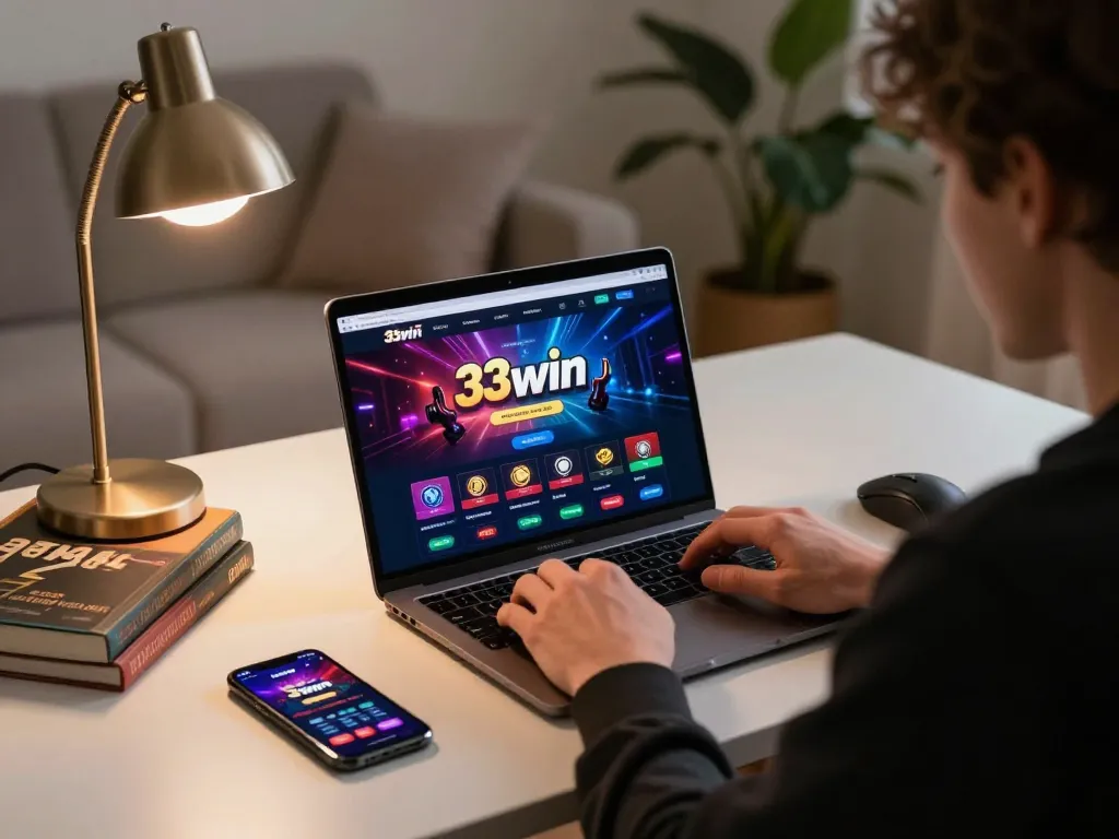 Enjoying a strategic game session on 33win's online platform with vibrant interface.