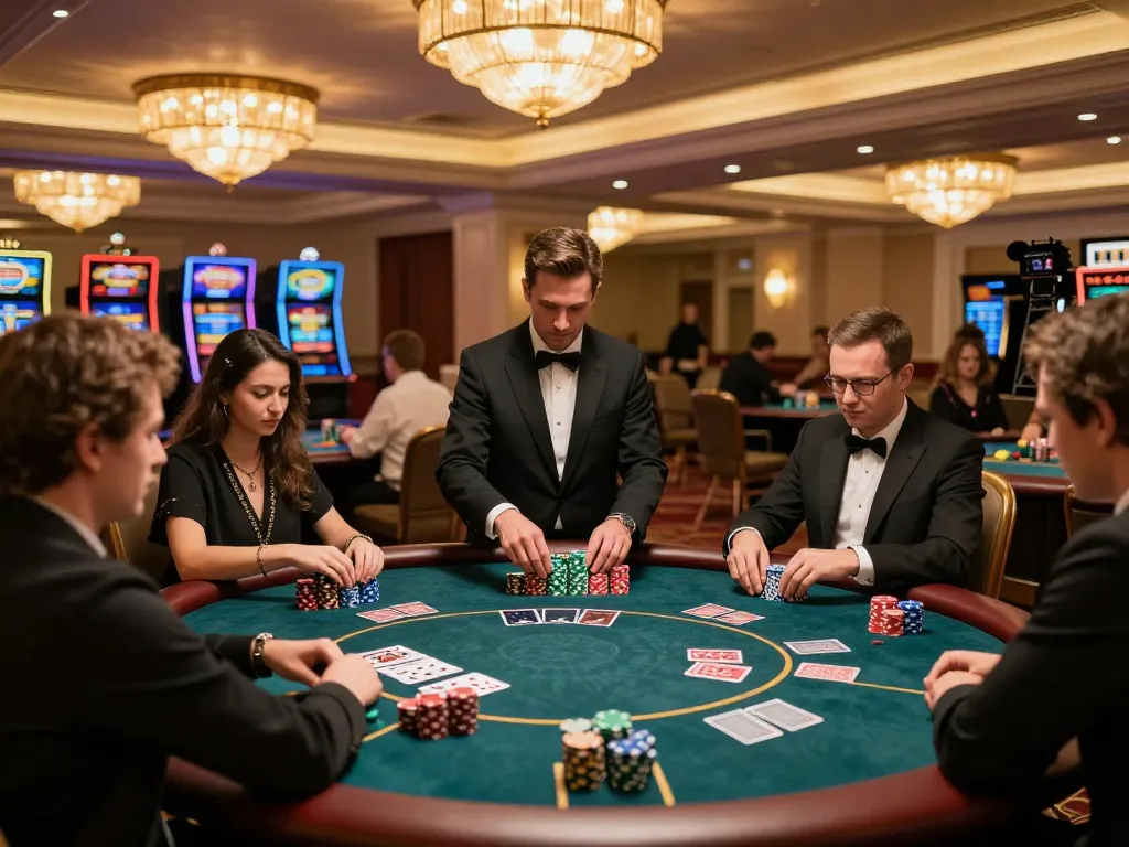 Players at a high-stakes poker table at TR88, showcasing dynamic gameplay and strategic betting.