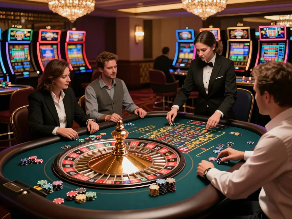 Action at the roulette table showcasing luck8l's thrilling casino experience with players engaged in betting.