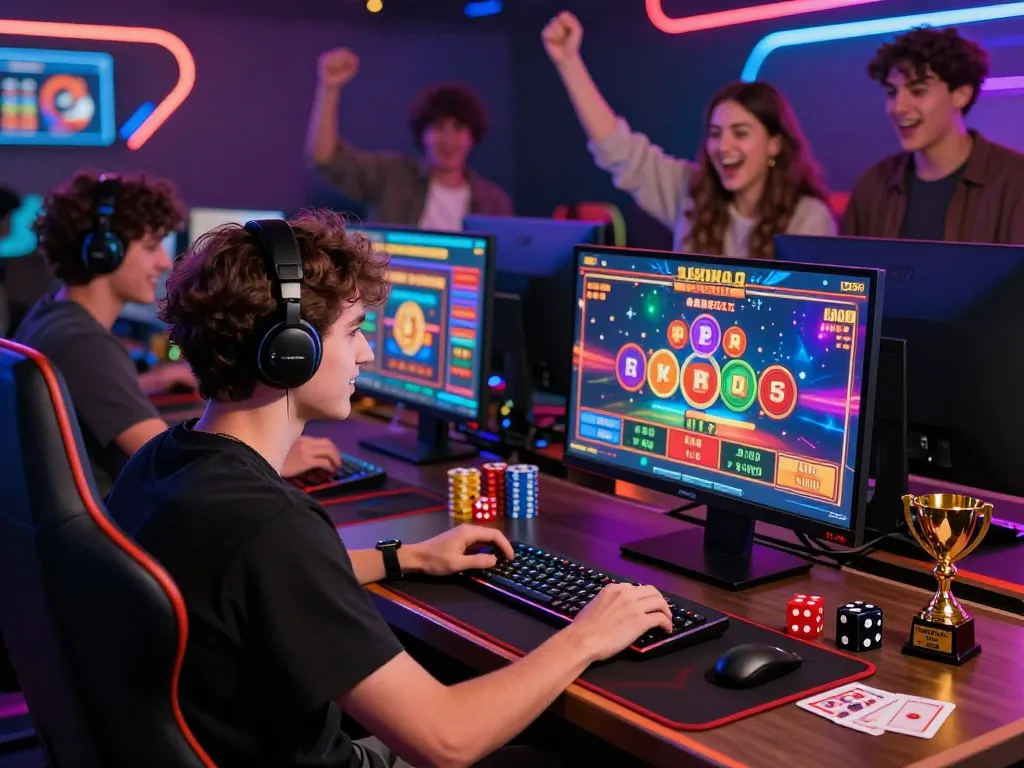 Engaged player enjoying games at BEM88, vibrant online gambling atmosphere.