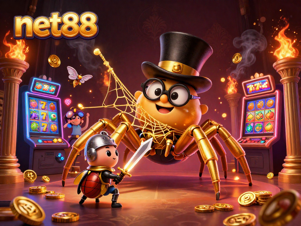 Engage with the thrilling world of net88 in this vibrant casino scene featuring unique characters.