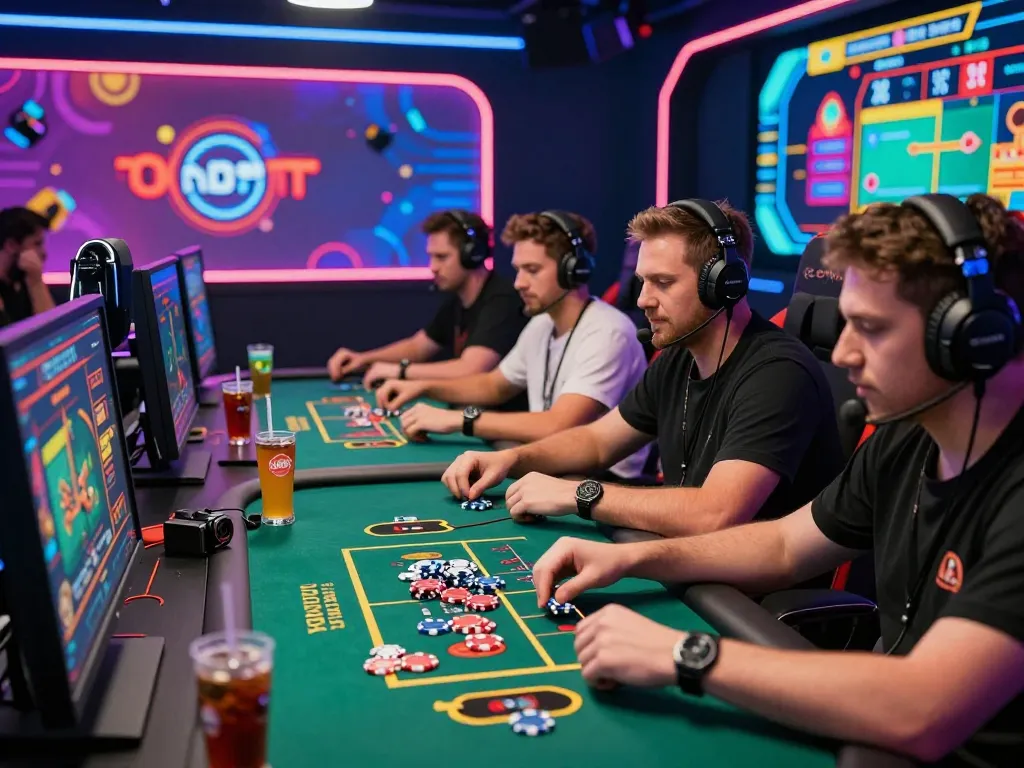 Exciting live gaming at Onbet, showcasing players engaged in thrilling casino games, immersive virtual environment, vibrant graphics.