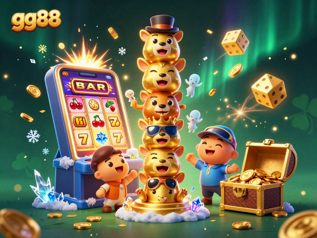 Experience thrilling jackpot action with gg88 in this dynamic 3D casino scene.