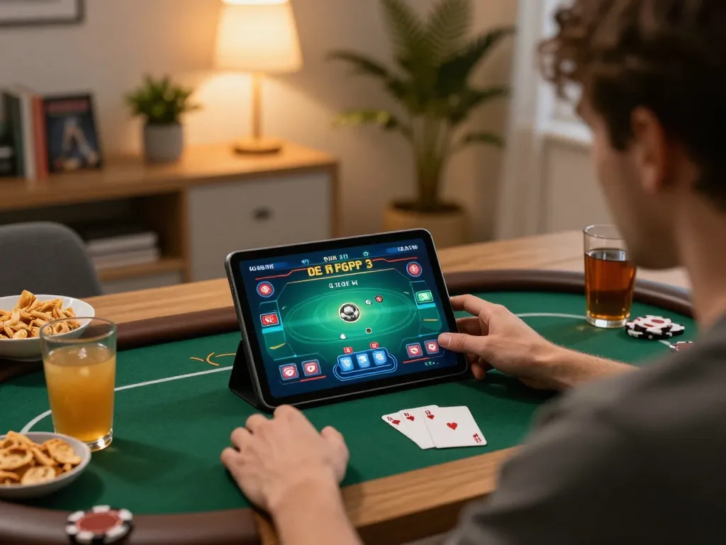 Engaging moment at home gaming casino interface on https://ok365.best/ with poker excitement