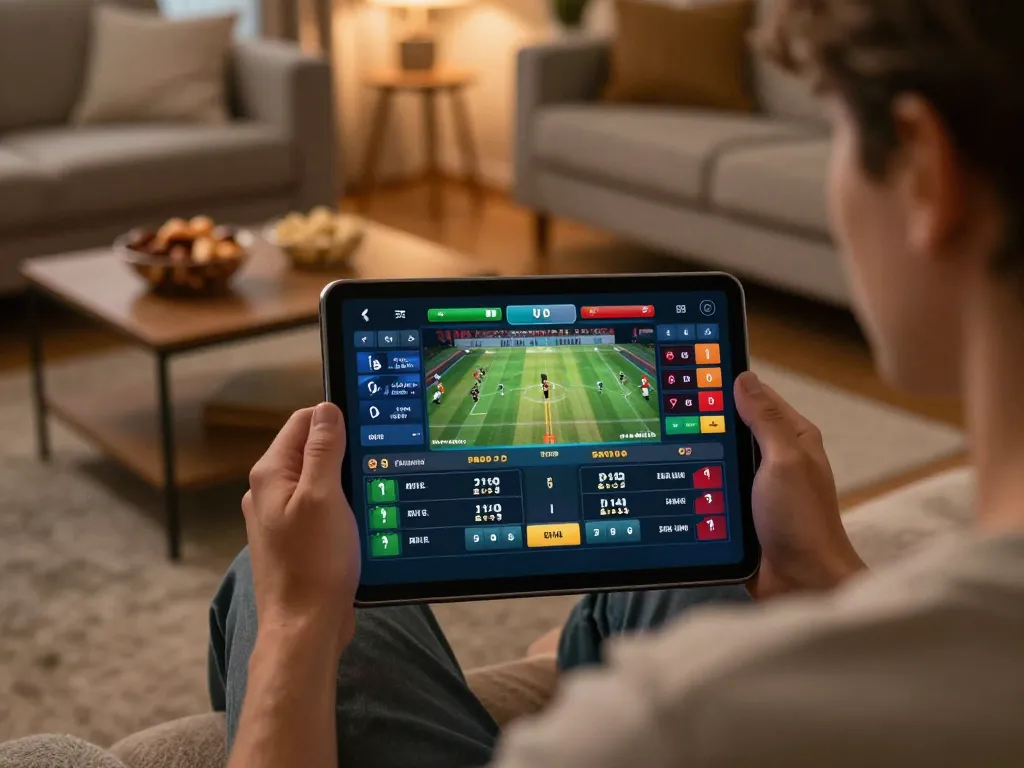 Betting strategies on THABET for sports events showcased on a tablet