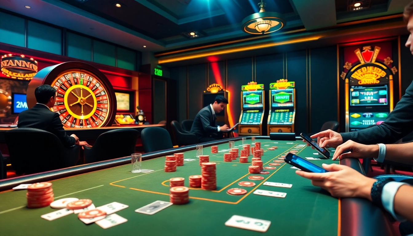 Thrilling poker game at MM88 online casino with vibrant chips and engaging players.