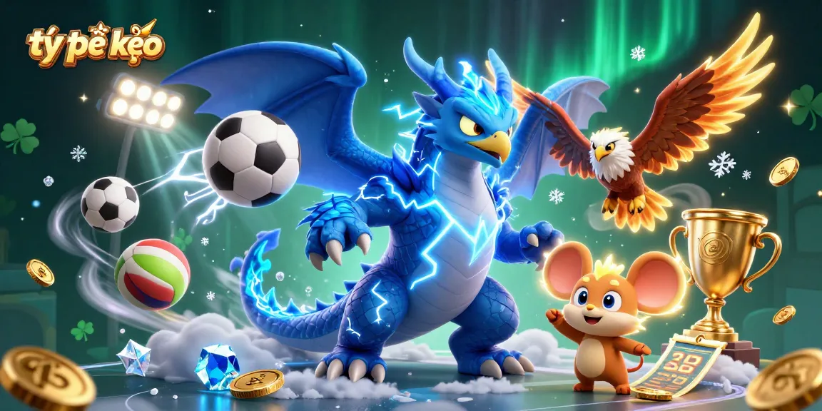 Bet on tỷ lệ kèo with dynamic sports elements and thrilling cartoon characters showcasing excitement.