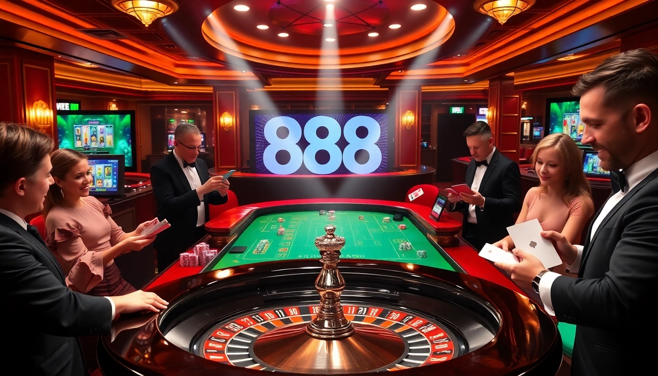 Players enjoying casino games at the elegant 888NEW online platform, showcasing excitement and strategy.