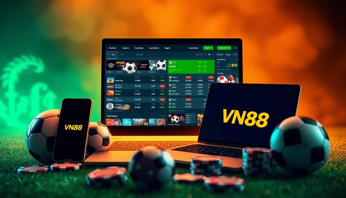 VN88 online betting platform interface showcasing dynamic sports and casino games.