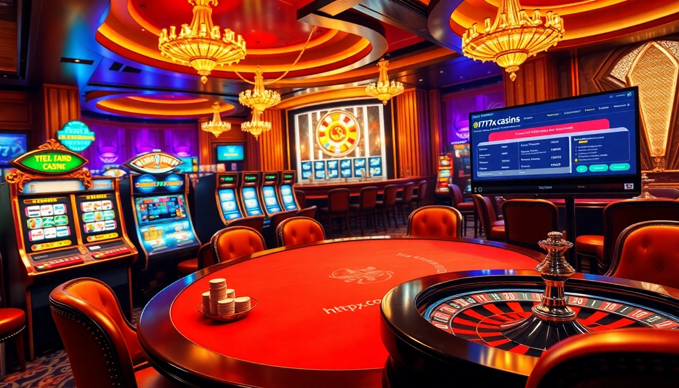 Exciting casino scene featuring poker players and digital interfaces at https://777x.center/ for a winning experience.