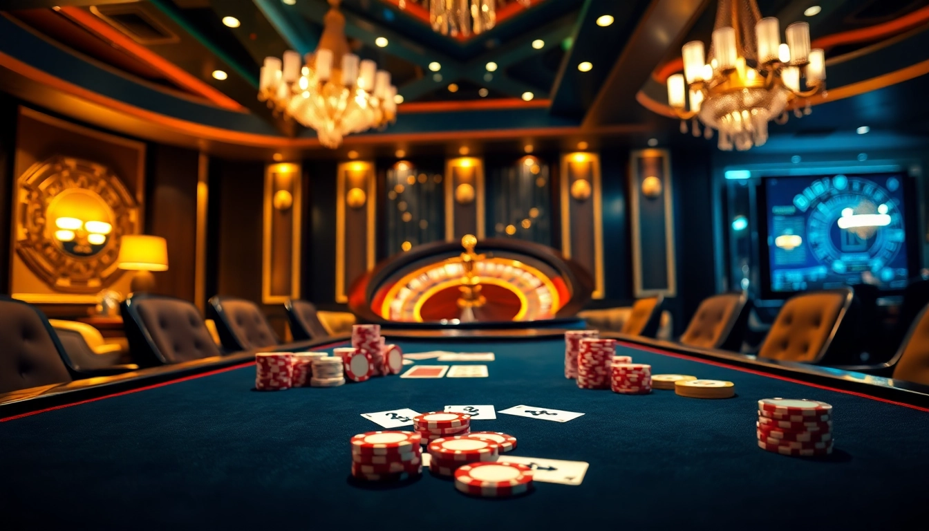 Experience thrilling action at 555WIN's sophisticated casino tables with vibrant poker chips.