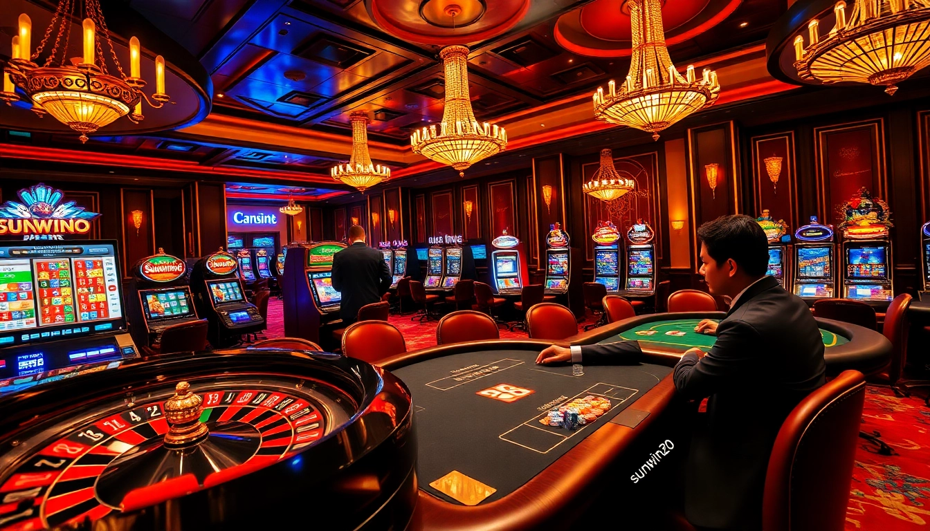 Experience thrilling gameplay and exclusive offers with sunwin20 at a vibrant casino setting.