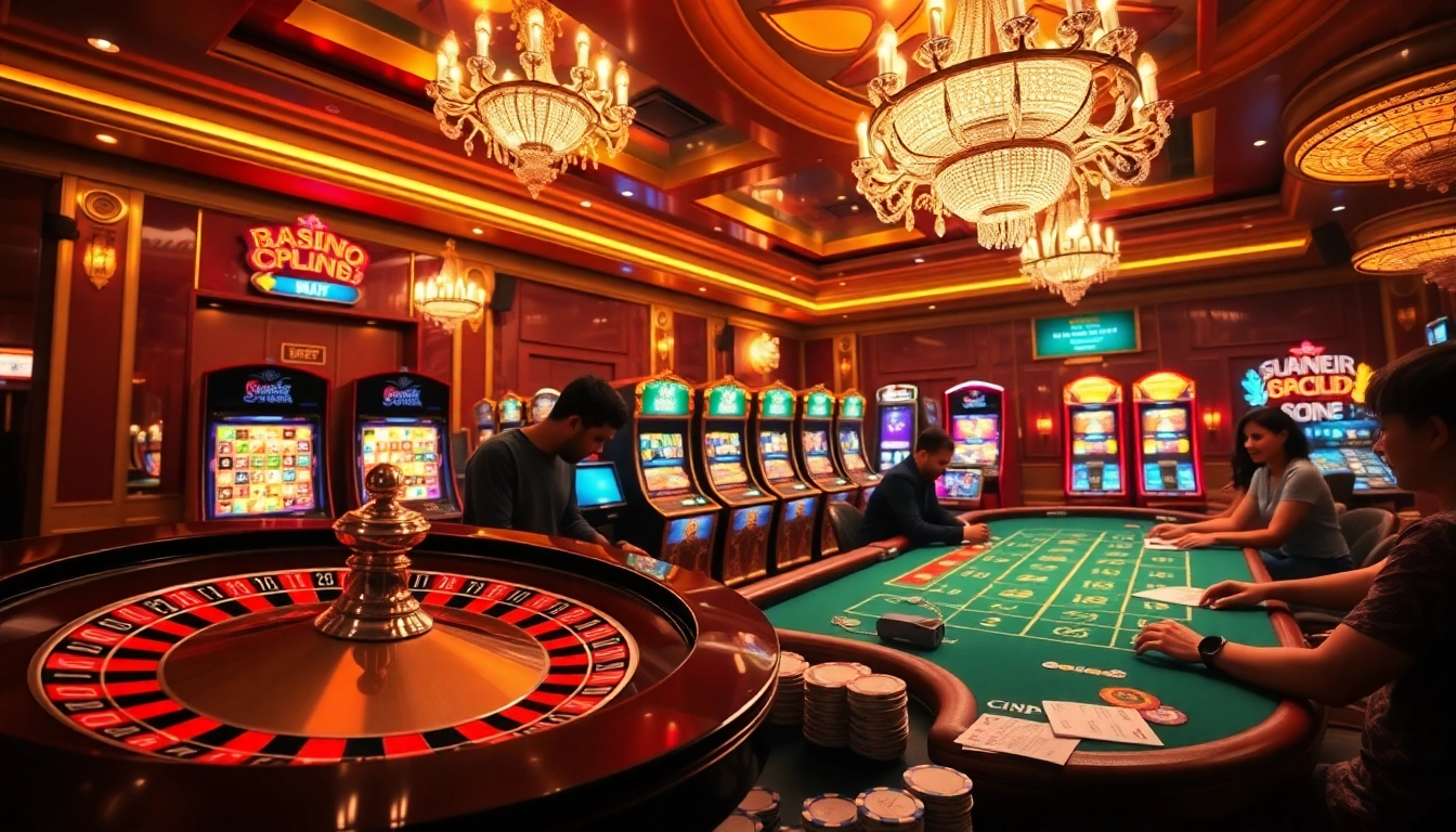 Excited players enjoy exhilarating games at gg88 casino, featuring vibrant roulette and slots.