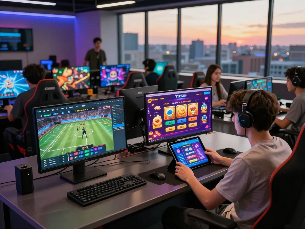 Players engaging with the TG88 online gaming platform in a vibrant, dynamic environment showcasing sports betting and casino games.
