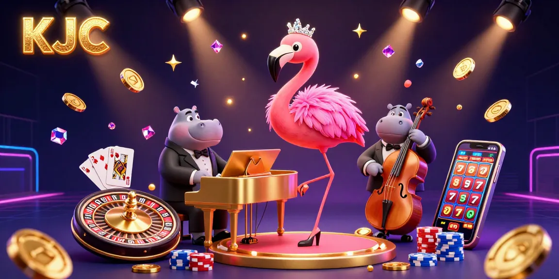 KJC invites players to enjoy a vibrant casino experience with a flamingo singer and hippo bassist.