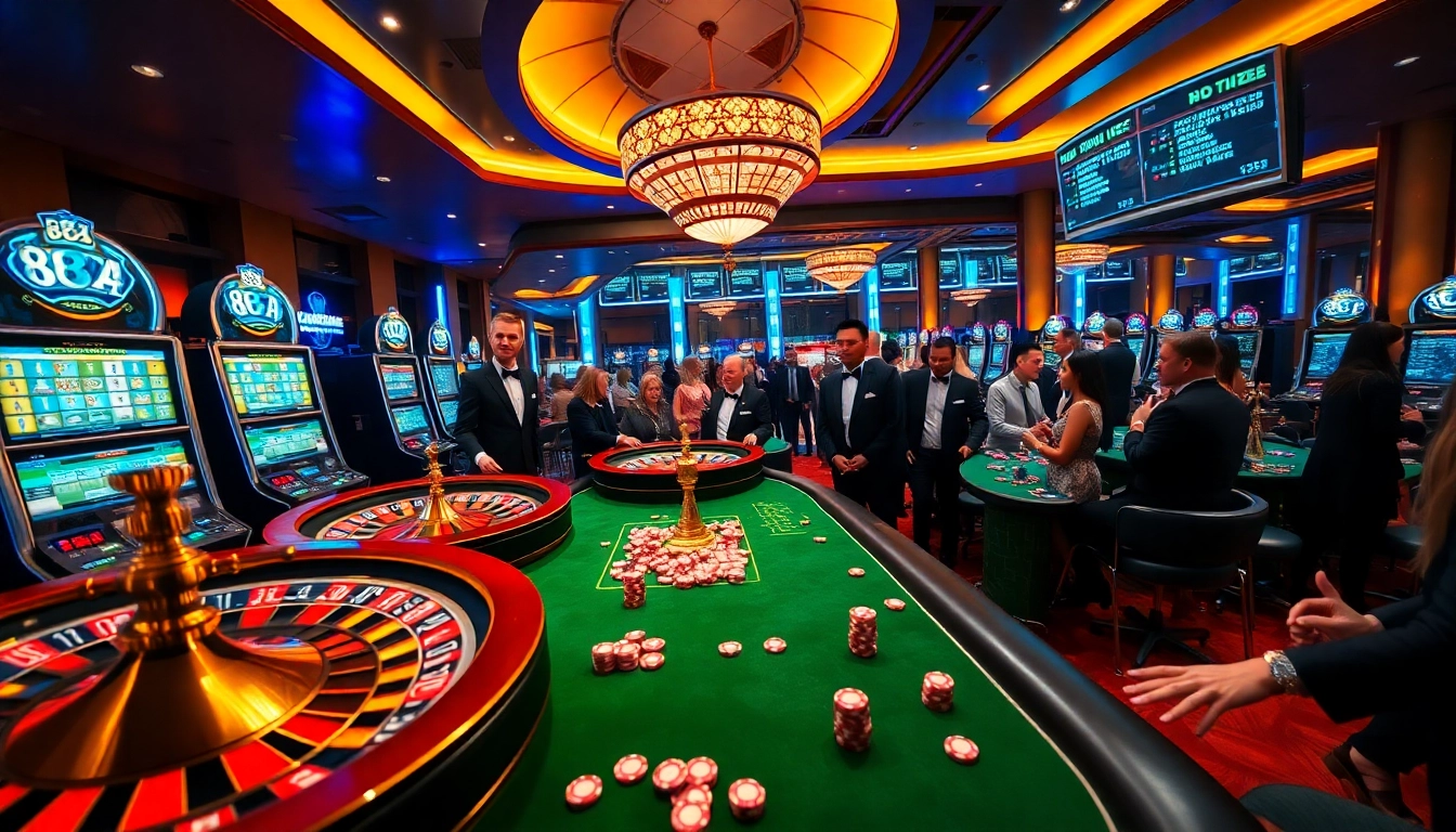 Experience the thrill of winning at 88AA with vibrant tables and lively players in a luxurious casino setting.