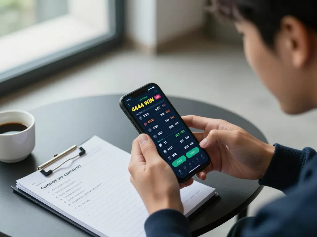 Engaging in mobile sports betting with 4444WIN, capturing excitement and strategy.
