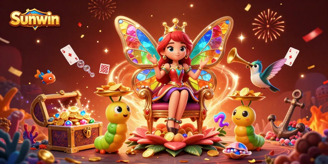 Win at Sunwin with vibrant 3D illustration showcasing a magical gaming experience filled with excitement.