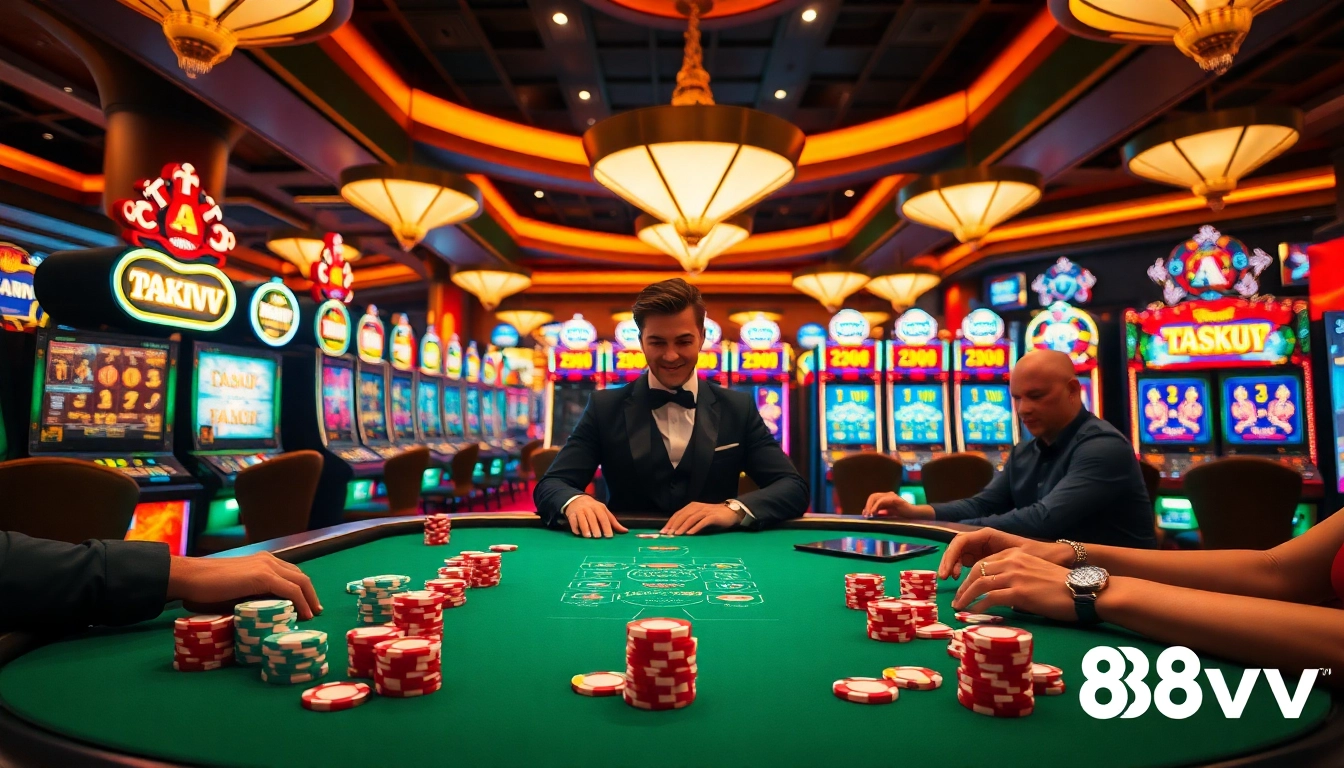 Experience the thrilling atmosphere of high-stakes gambling at 88vv's vibrant casino scene.