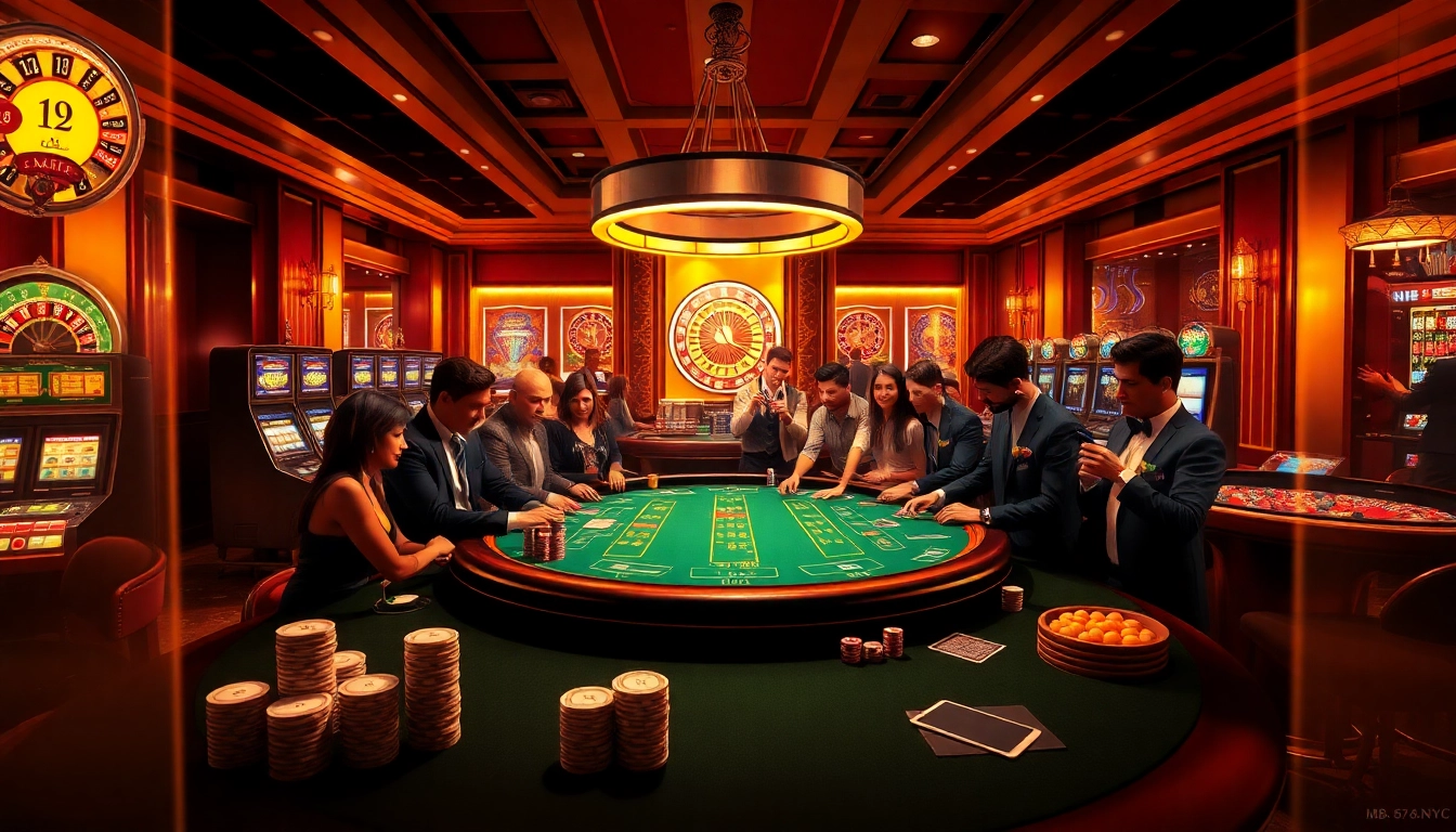 Experience the thrill of gambling at mb66.nyc with an exciting casino scene featuring poker players.