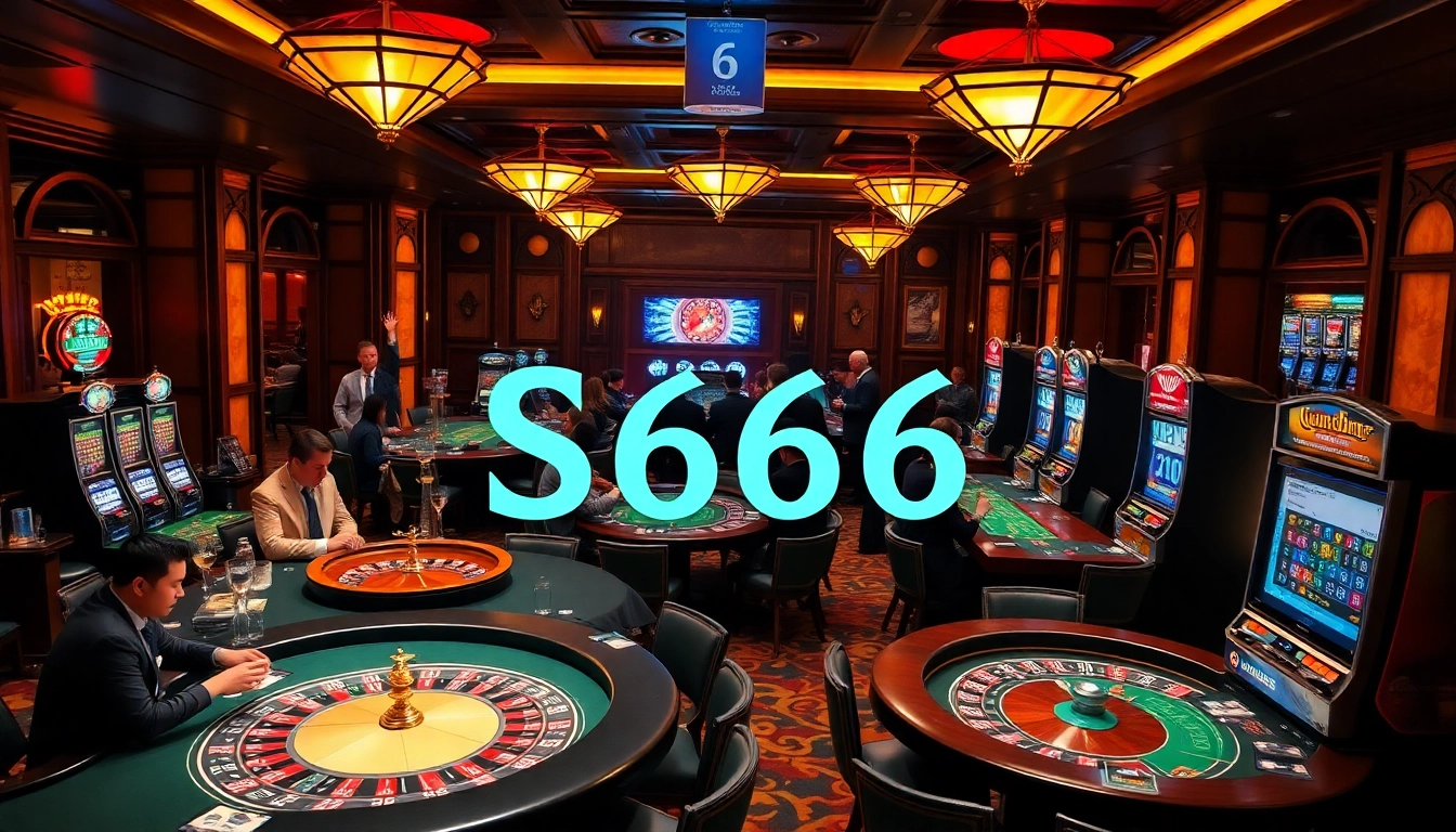 Players enjoying games at S666 casino with vibrant tables and thrilling atmosphere.