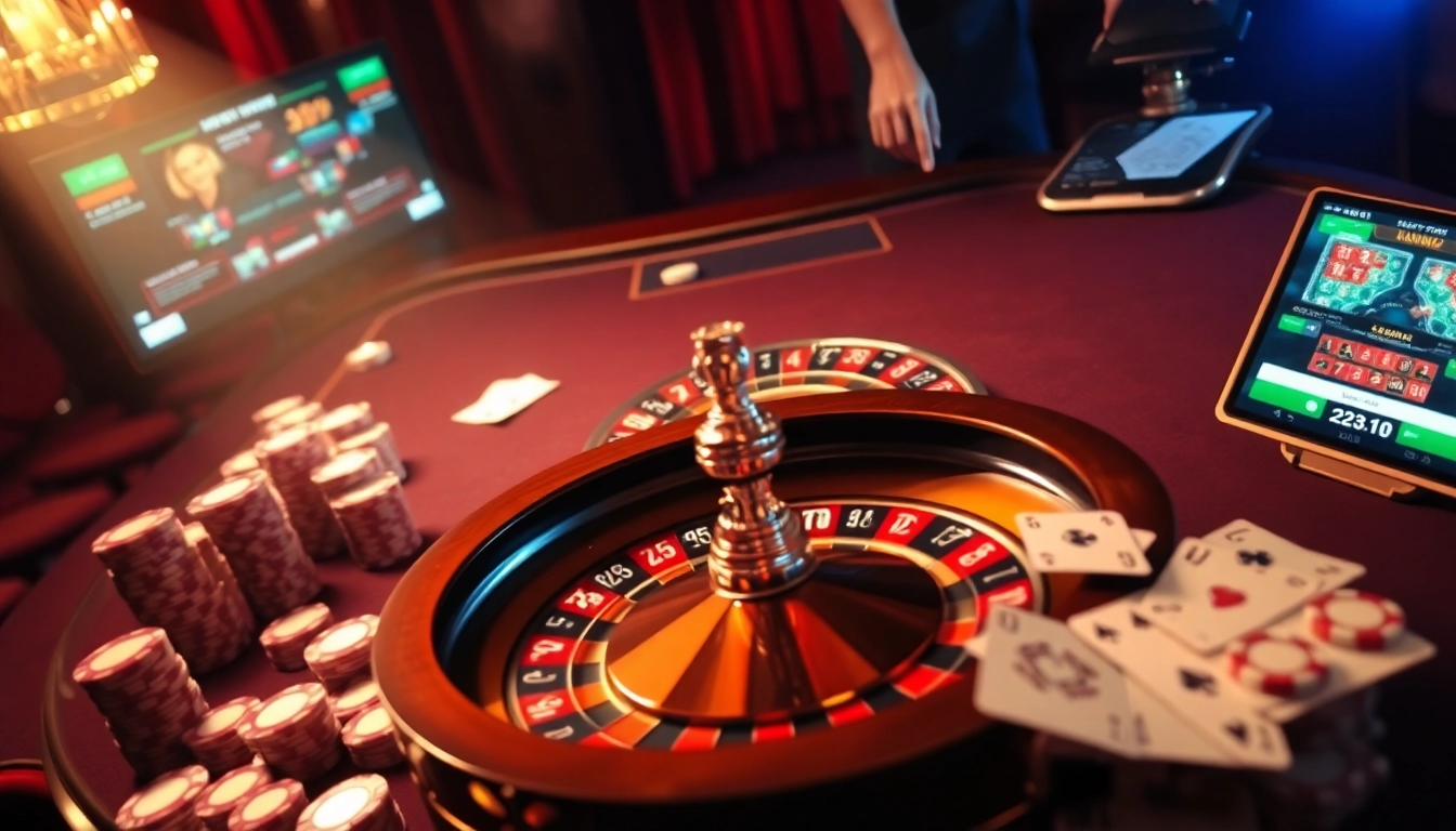 Players engaging in thrilling casino games at 13win.com with vibrant chips and cards.