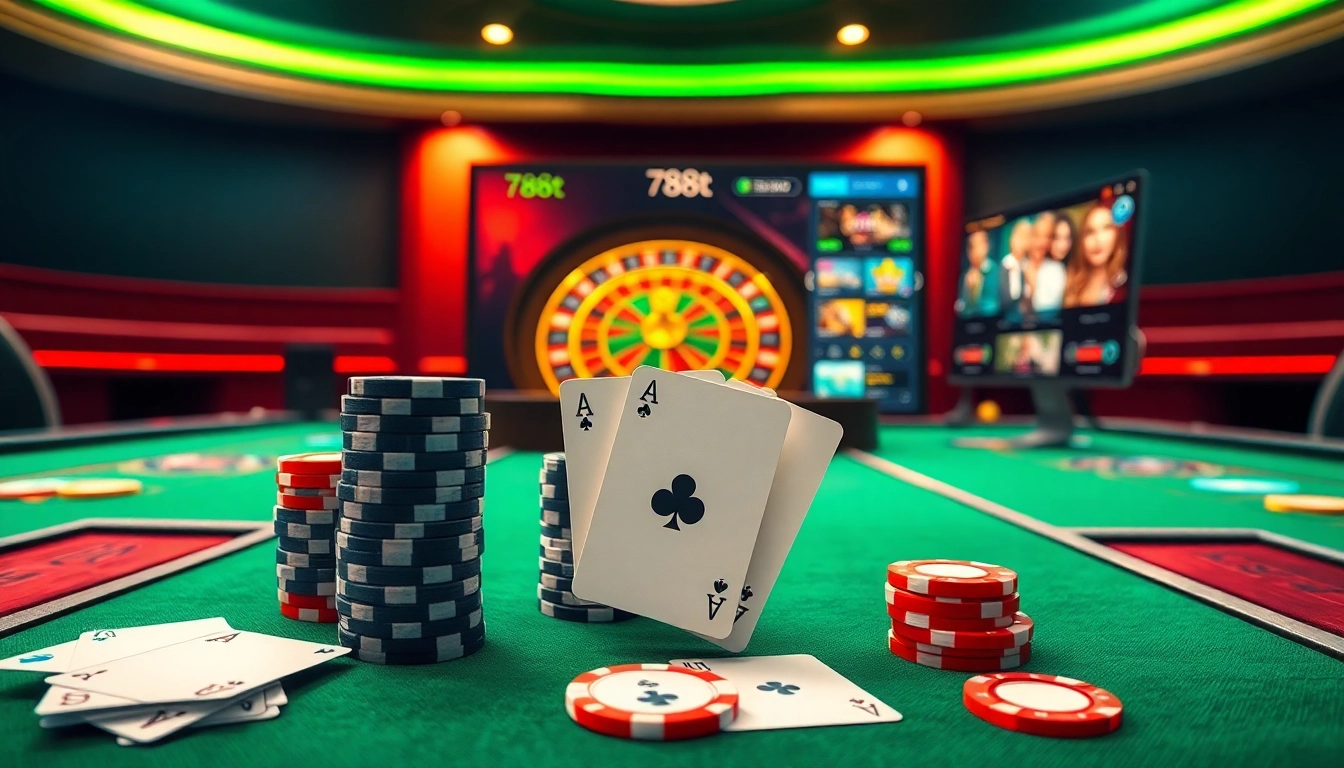 Experience the thrill of 788t gambling with vibrant casino tables and interactive gaming interfaces.
