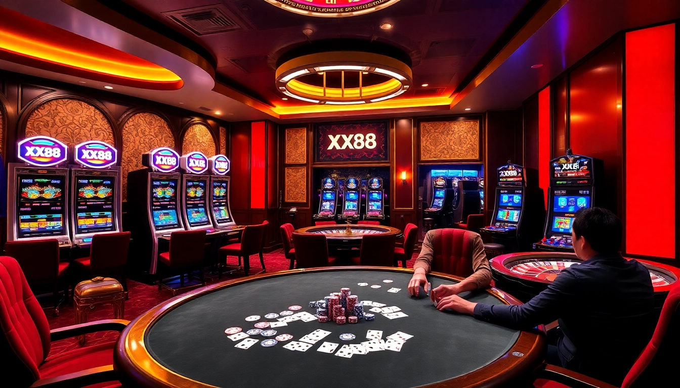 Gambling excitement at XX88 casino with vibrant tables and thrilling games.