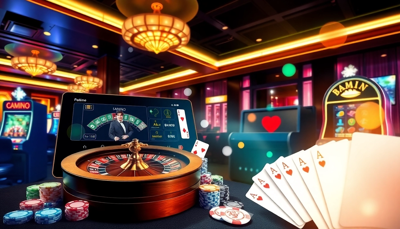 Experience thrilling gameplay with game bài 68win, featuring poker chips and vibrant cards in an online casino setting.