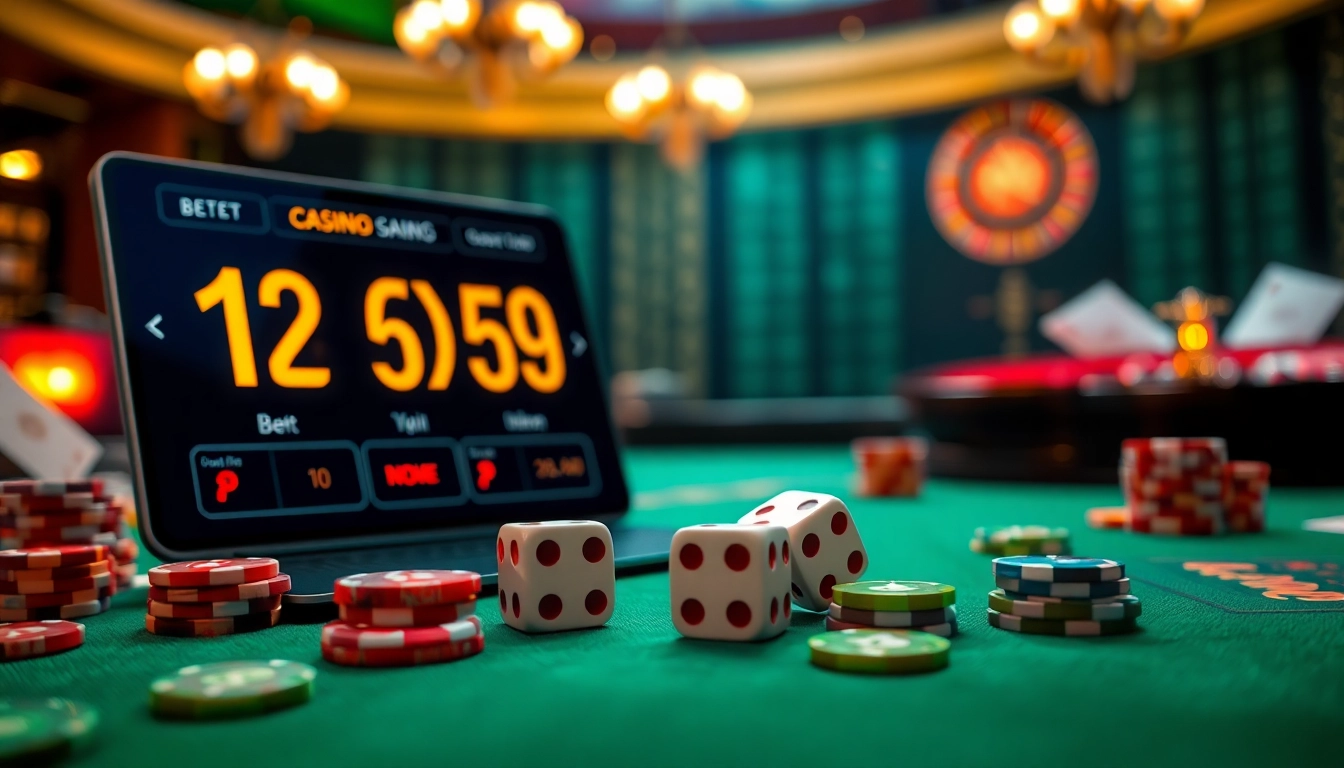 Lô đề trực tuyến betting interface showcasing digital dice and vibrant casino chips.