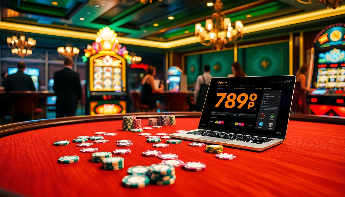 Engaging players at a luxurious casino table featuring 789p online betting interfaces and colorful poker chips.