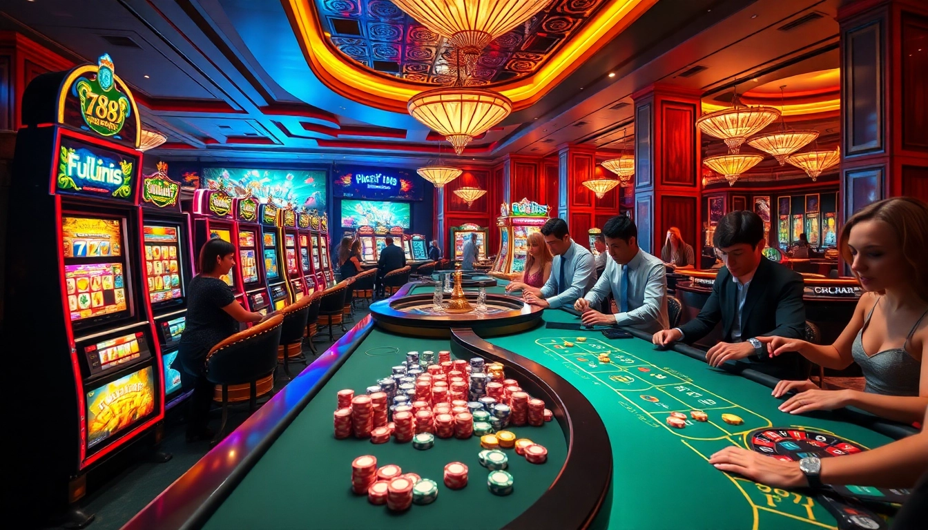 Players enjoy dynamic games at 789club with vibrant slot machines and poker tables