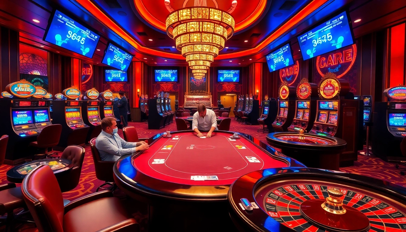 Engaging players enjoying games at https://s666hn.com/ casino, portraying excitement and luxury.