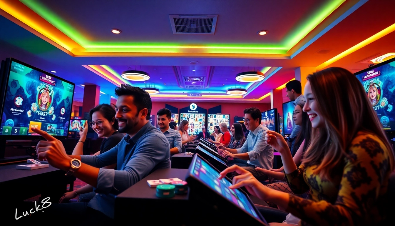 Dynamic online gaming scene showcasing players enjoying their experience at luck8win.live.